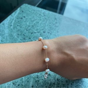 14kt rose gold and pink pearl bracelet